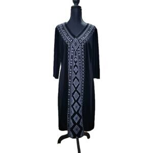 Coldwater Creek Womens PM Black Velvet Whimsygoth Ren Fair Long Sleeve Dress